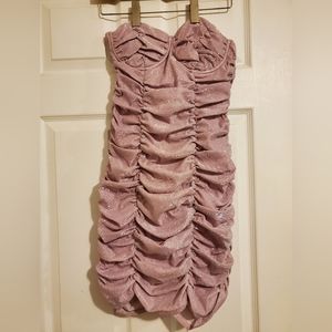 Dress - Metalic pink ruched dress